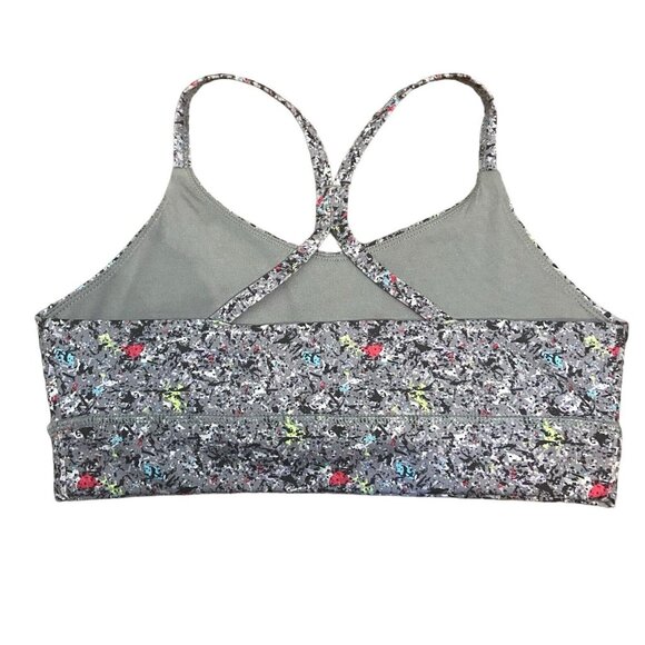 Reebok Girls Sports Bra NEW Grey Multicolor Fitted Stretch Racerback Large 10/12 - Picture 7 of 8